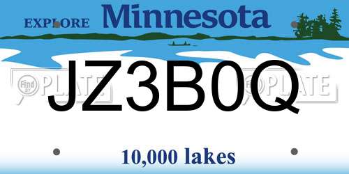 JZ3B0Q Minnesota License Plate