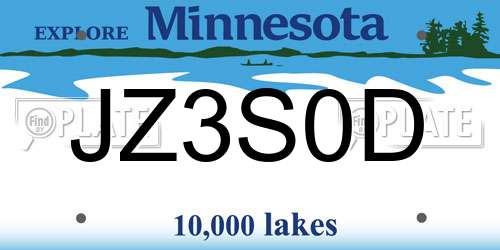 JZ3S0D Minnesota License Plate