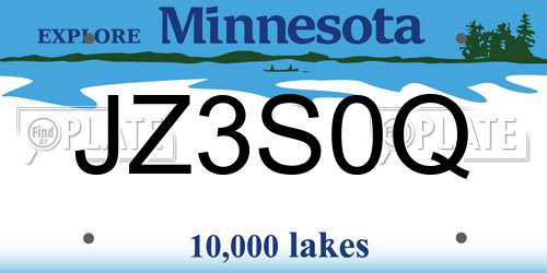 JZ3S0Q Minnesota License Plate