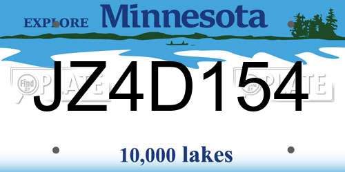 JZ4D154 Minnesota License Plate