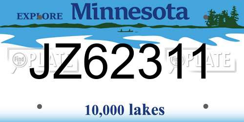 JZ62311 Minnesota License Plate