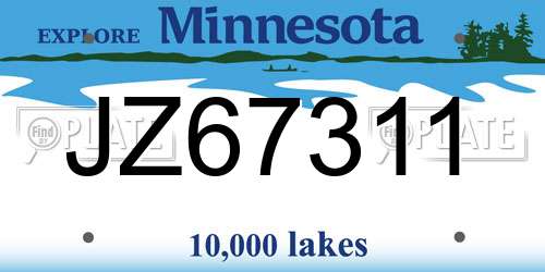 JZ67311 Minnesota License Plate