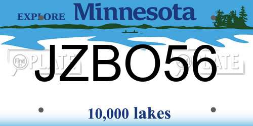 JZBO56 Minnesota License Plate
