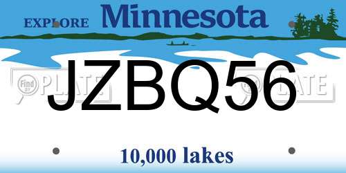 JZBQ56 Minnesota License Plate