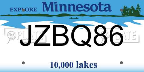 JZBQ86 Minnesota License Plate