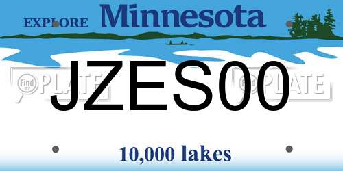 JZES00 Minnesota License Plate