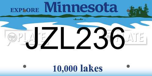 JZL236 Minnesota License Plate