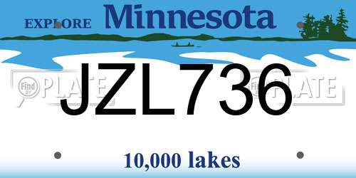 JZL736 Minnesota License Plate