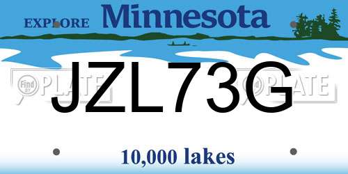 JZL73G Minnesota License Plate