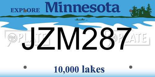 JZM287 Minnesota License Plate