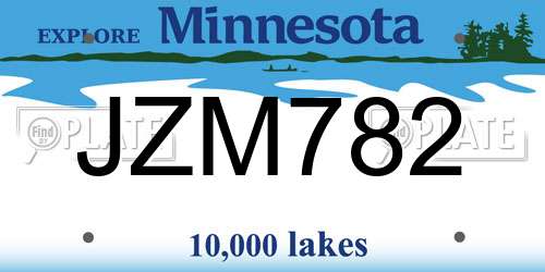 JZM782 Minnesota License Plate