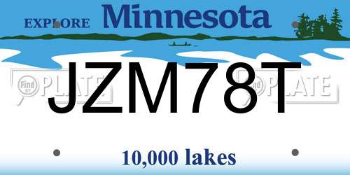 JZM78T Minnesota License Plate