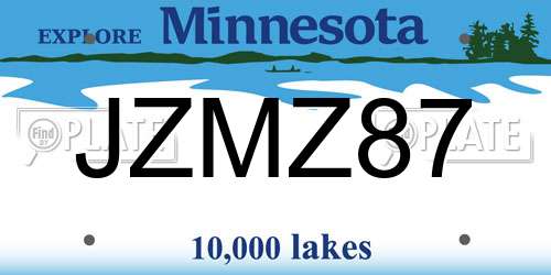JZMZ87 Minnesota License Plate