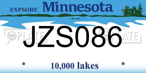 JZS086 Minnesota License Plate