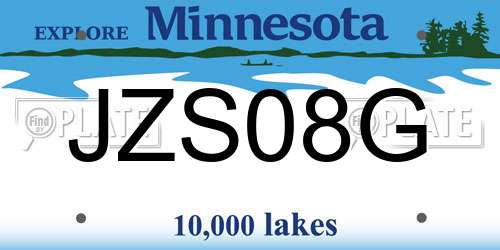 JZS08G Minnesota License Plate