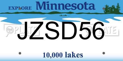 JZSD56 Minnesota License Plate