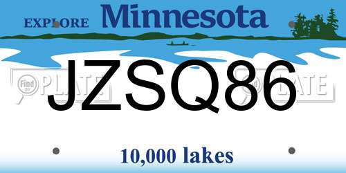 JZSQ86 Minnesota License Plate
