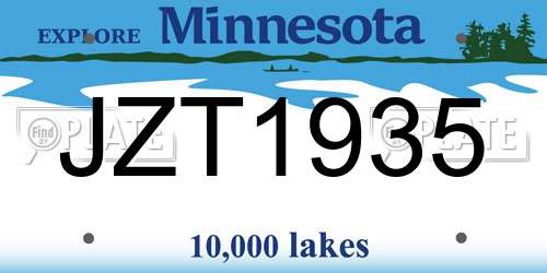 JZT1935 Minnesota License Plate