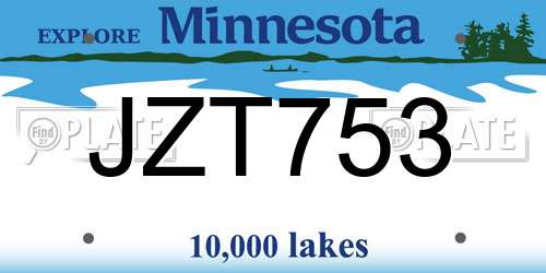 JZT753 Minnesota License Plate
