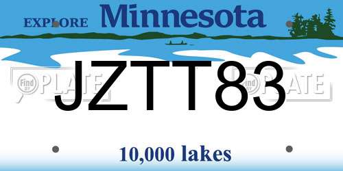 JZTT83 Minnesota License Plate