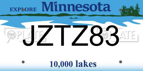 JZTZ83 Minnesota License Plate