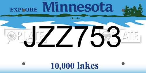 JZZ753 Minnesota License Plate