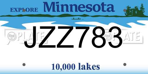 JZZ783 Minnesota License Plate