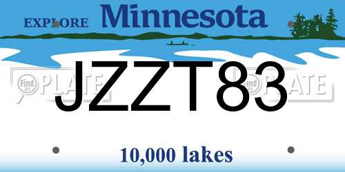 JZZT83 Minnesota License Plate