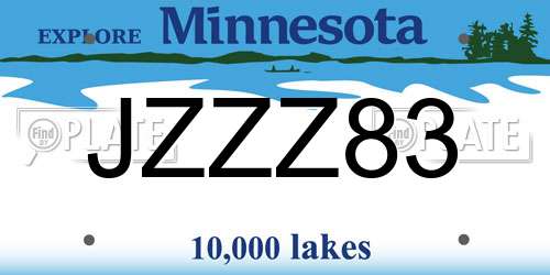 JZZZ83 Minnesota License Plate