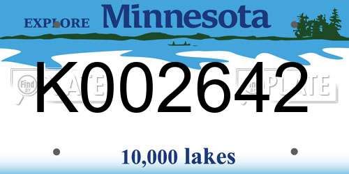 K002642 Minnesota License Plate