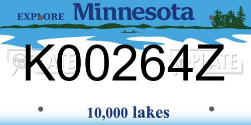 K00264Z Minnesota License Plate