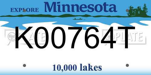 K00764T Minnesota License Plate