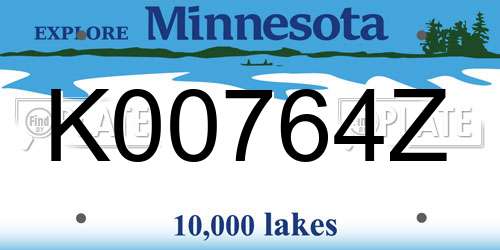 K00764Z Minnesota License Plate