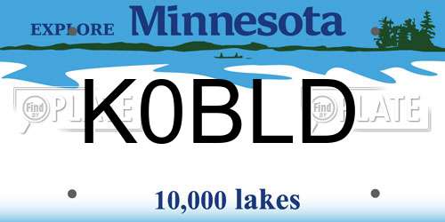 K0BLD Minnesota License Plate