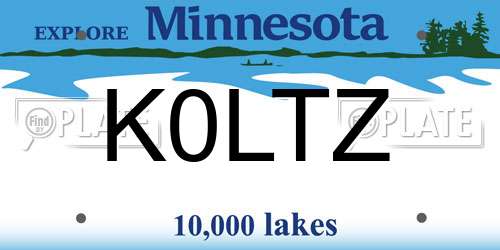 K0LTZ Minnesota License Plate