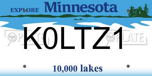 K0LTZ1 Minnesota License Plate