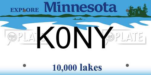 K0NY Minnesota License Plate
