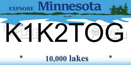 K1K2TOG Minnesota License Plate