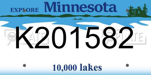 K201582 Minnesota License Plate