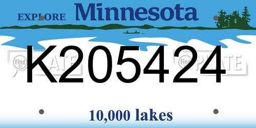 K205424 Minnesota License Plate