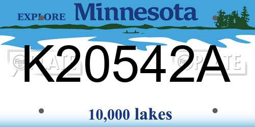 K20542A Minnesota License Plate