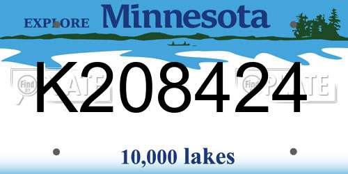 K208424 Minnesota License Plate