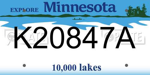 K20847A Minnesota License Plate