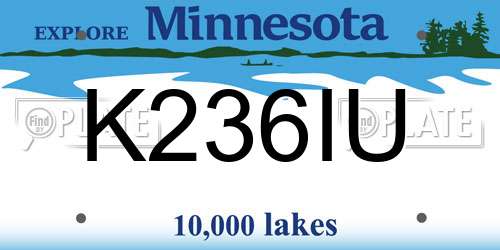 K236IU Minnesota License Plate