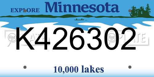 K426302 Minnesota License Plate