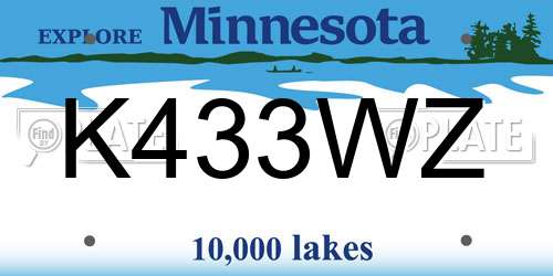 K433WZ Minnesota License Plate