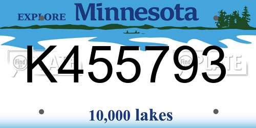 K455793 Minnesota License Plate