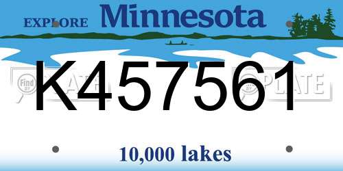 K457561 Minnesota License Plate