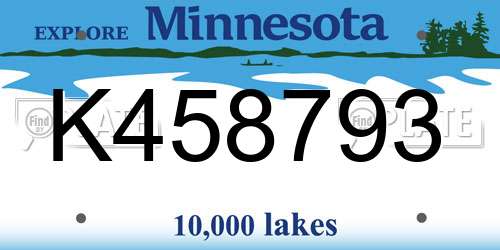 K458793 Minnesota License Plate