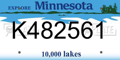 K482561 Minnesota License Plate